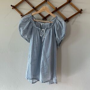 GAP Light Blue & White Striped Peasant Blouse